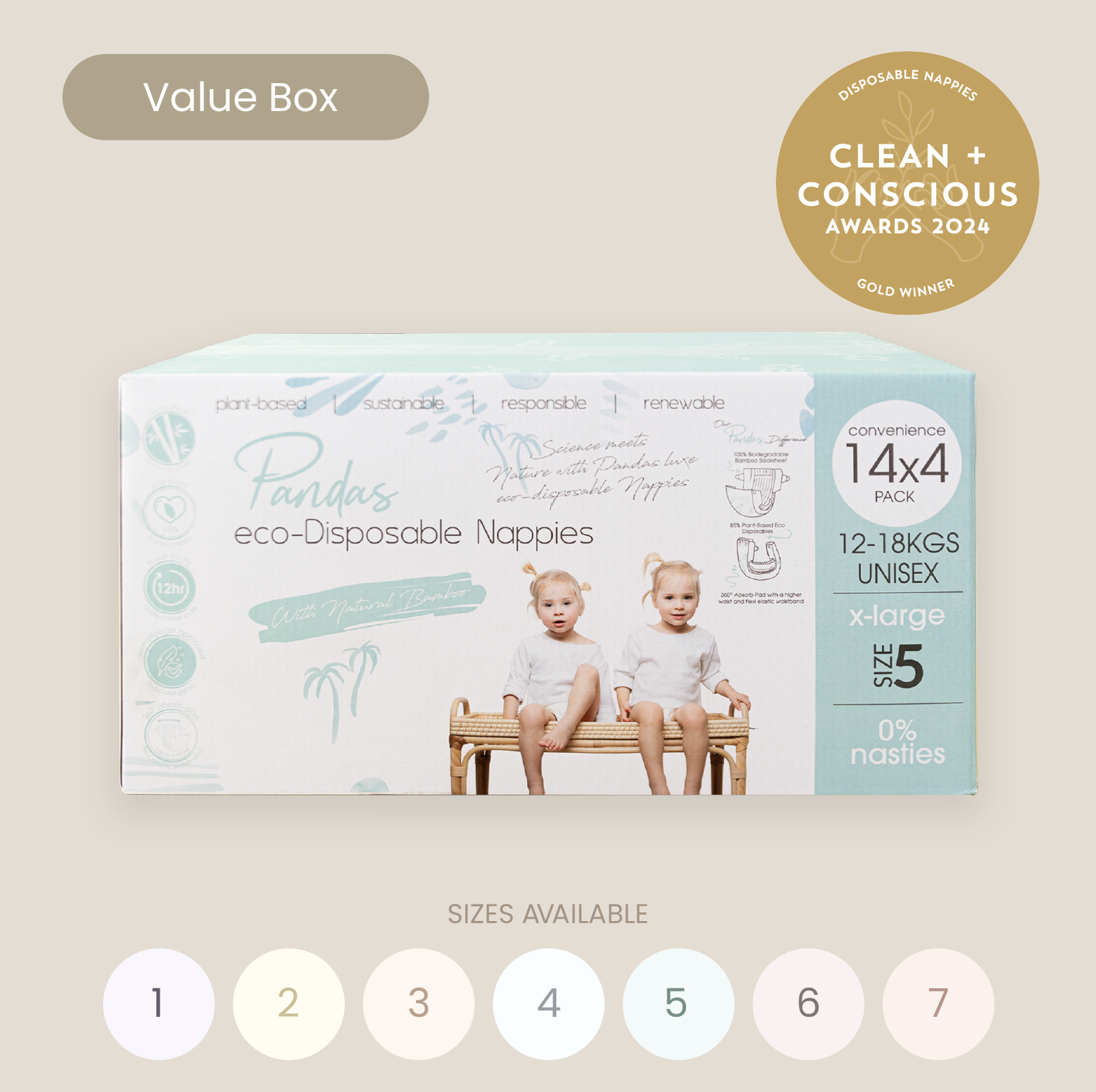 Pandas by Luvme Bamboo Nappies | SINGLE BOX