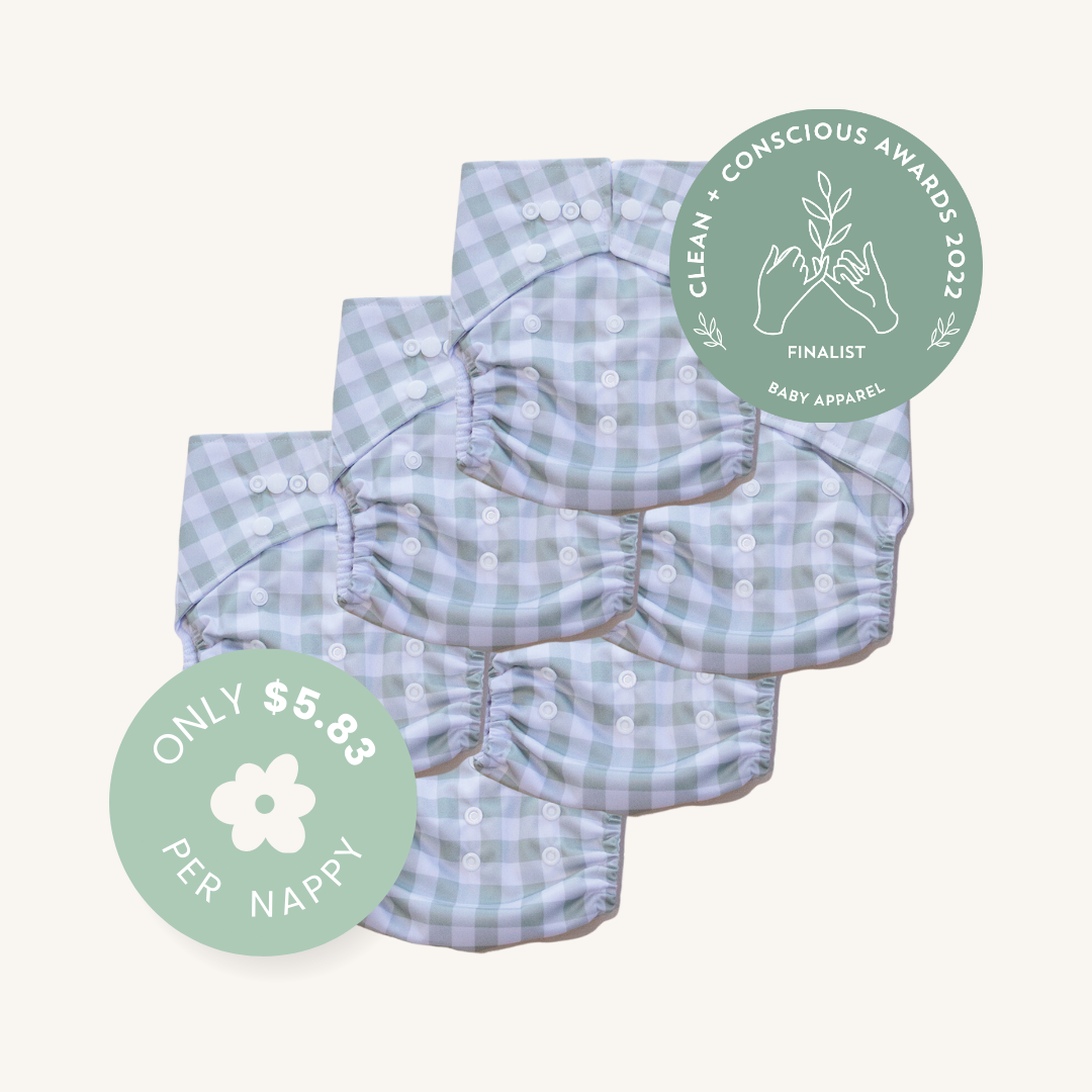 6pk Pandas Reusable Swim Nappy | SAGE CHECK