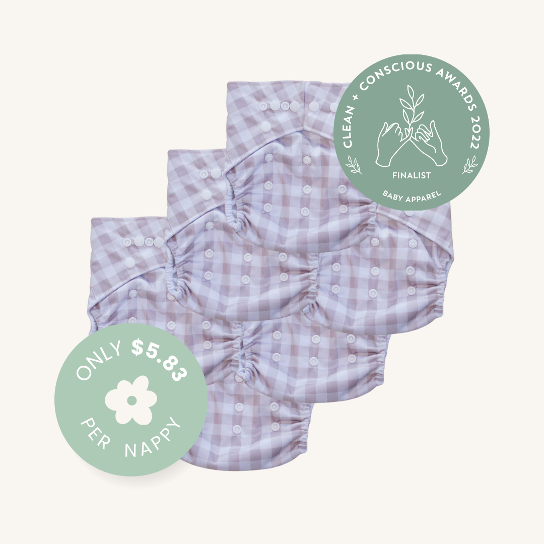 6pk Pandas Reusable Swim Nappy | BEIGE CHECK