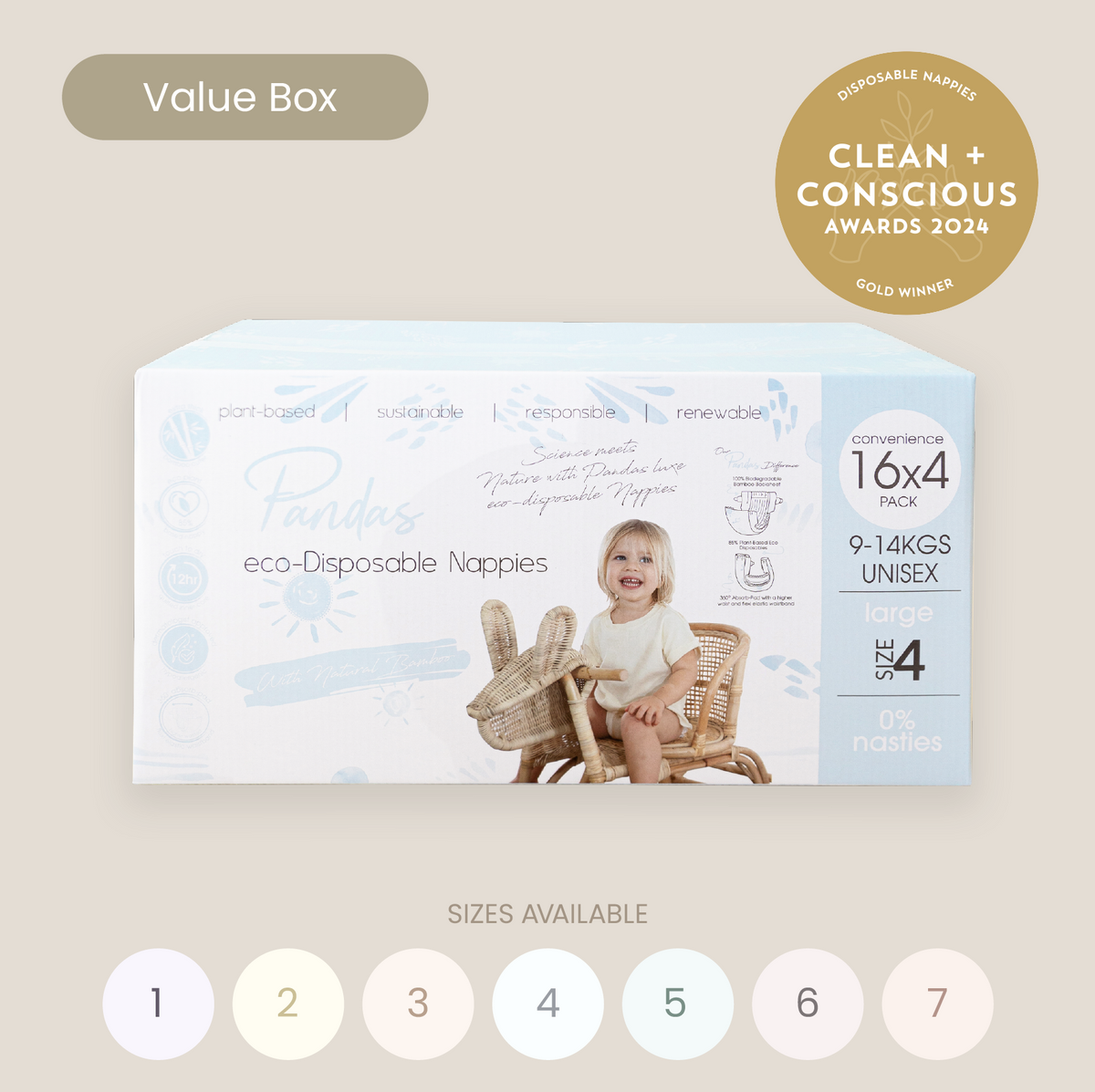 Pandas by Luvme Bamboo Nappies | SINGLE BOX