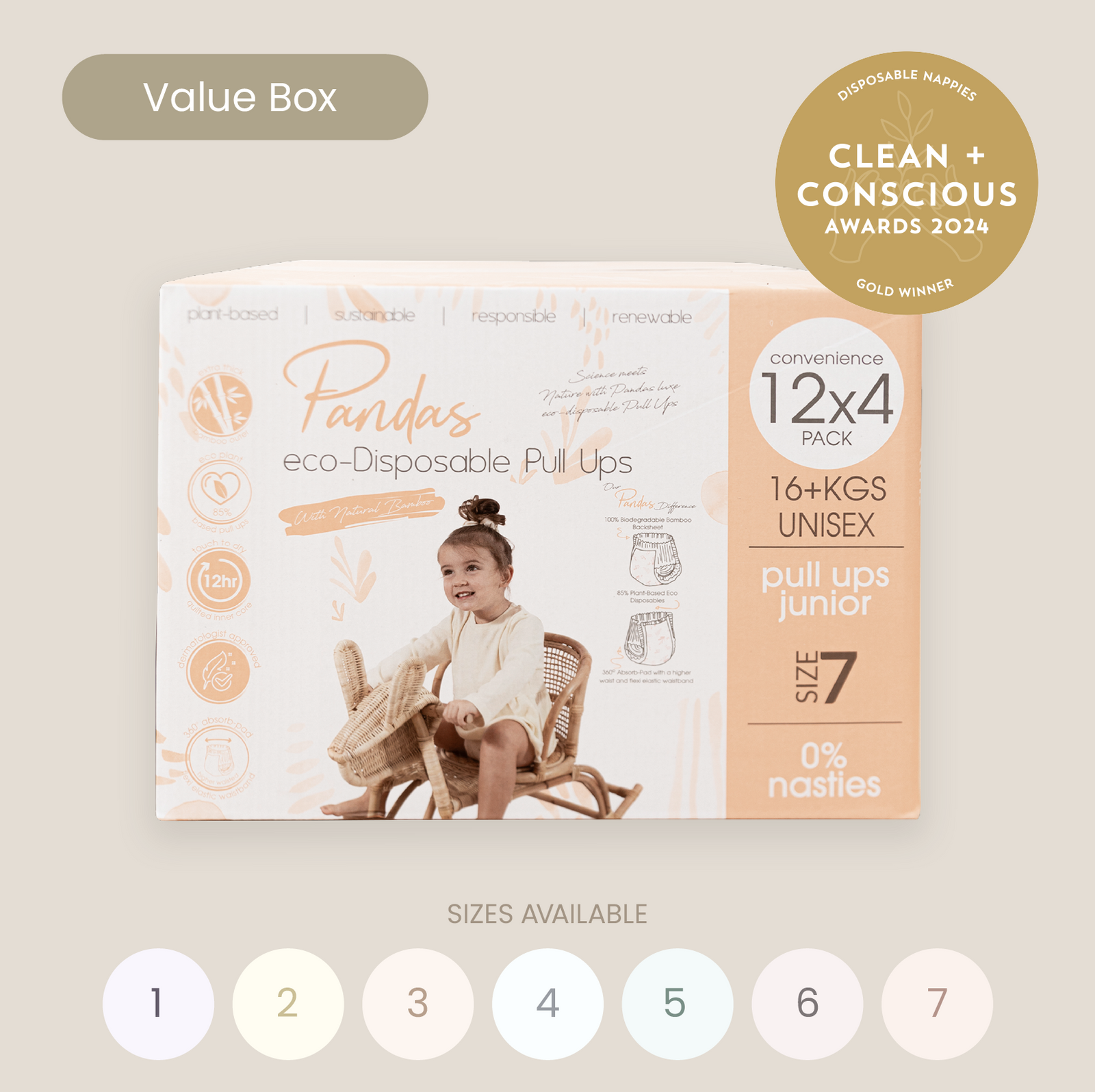 Pandas by Luvme Bamboo Nappies | SINGLE BOX