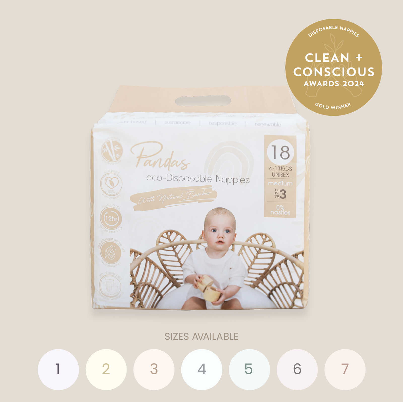 Pandas by Luvme Bamboo Nappies | SINGLE PACK