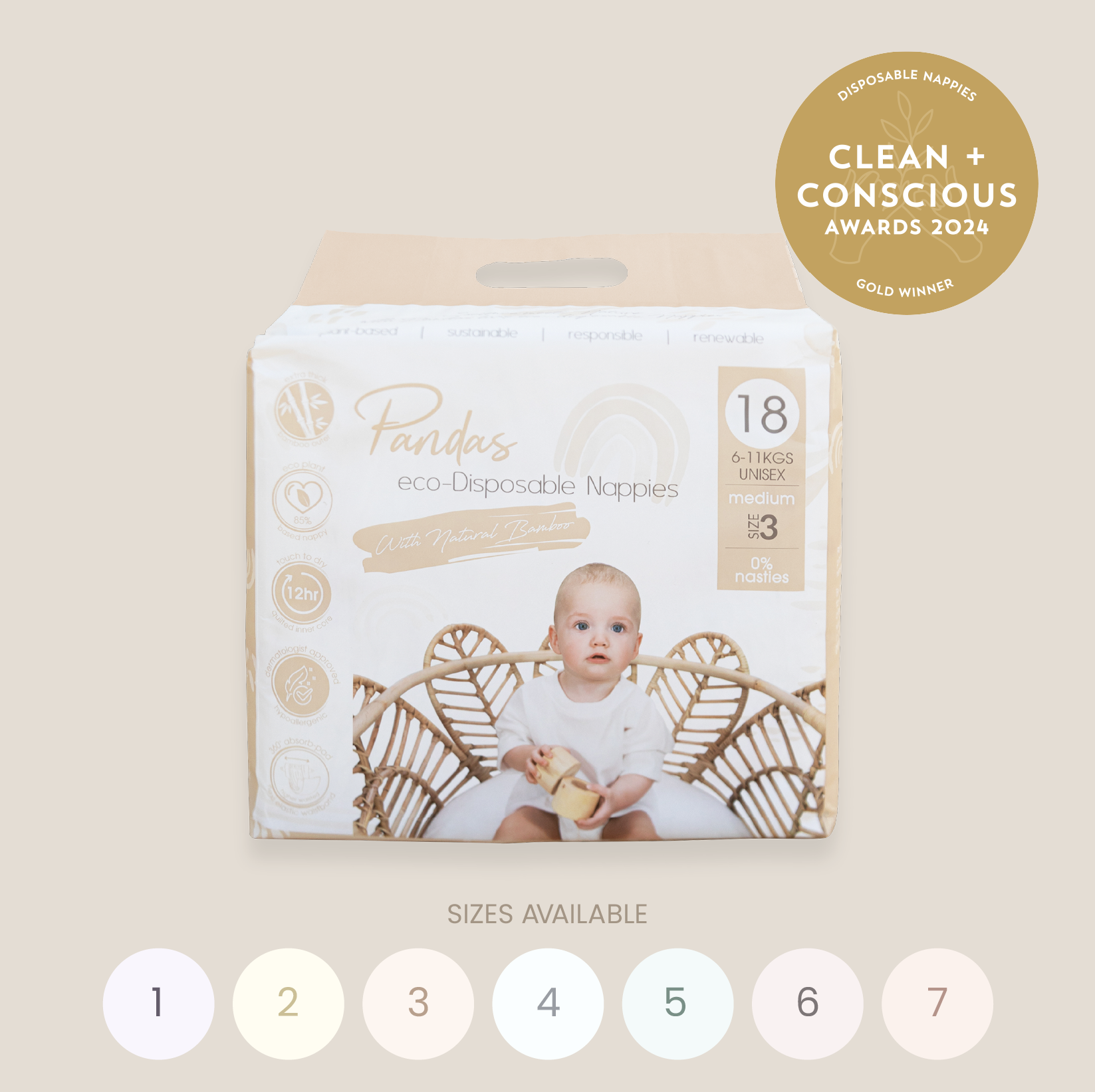 Pandas Bamboo Nappies | SINGLE PACK