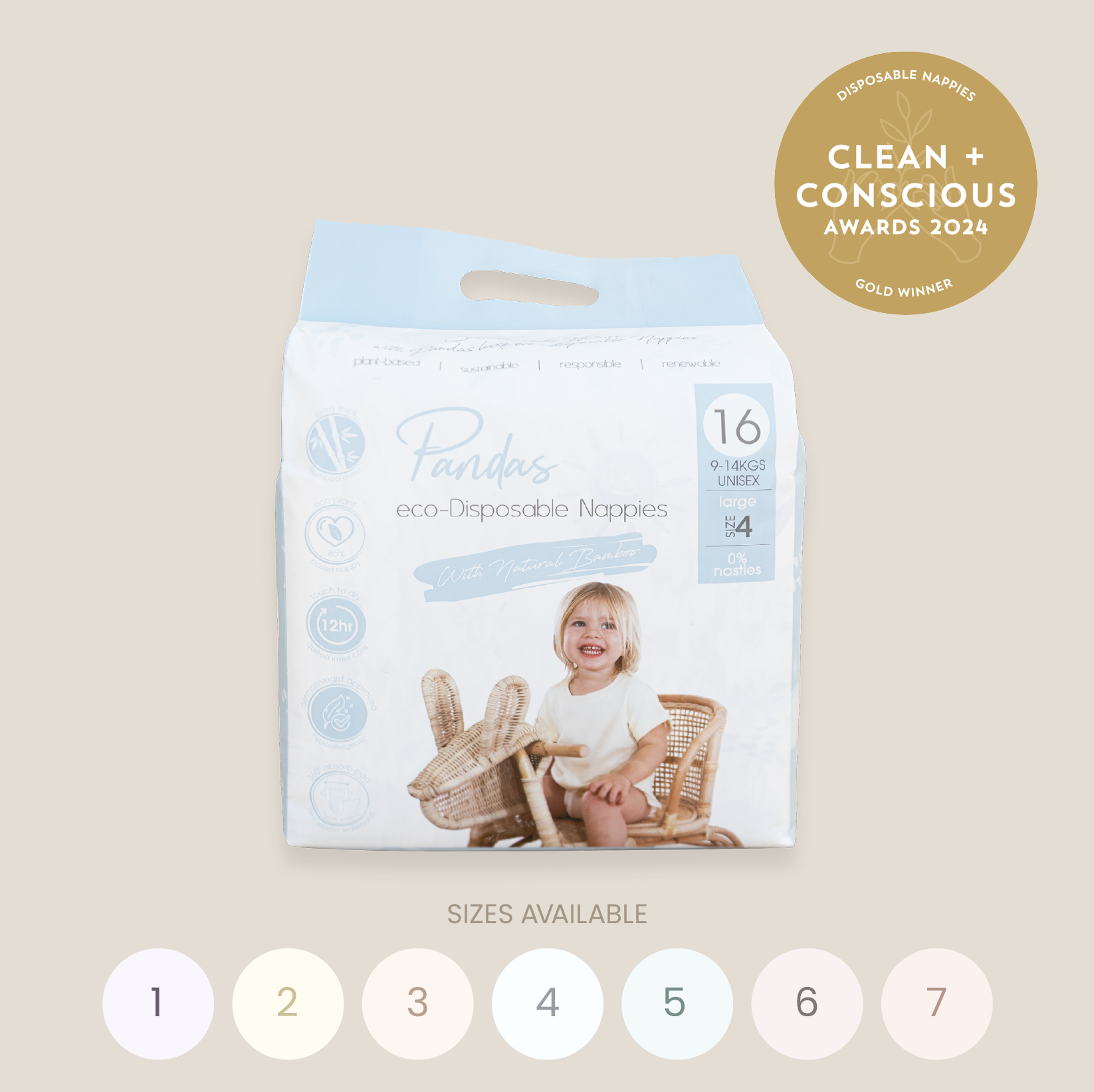 Pandas Bamboo Nappies | SINGLE PACK