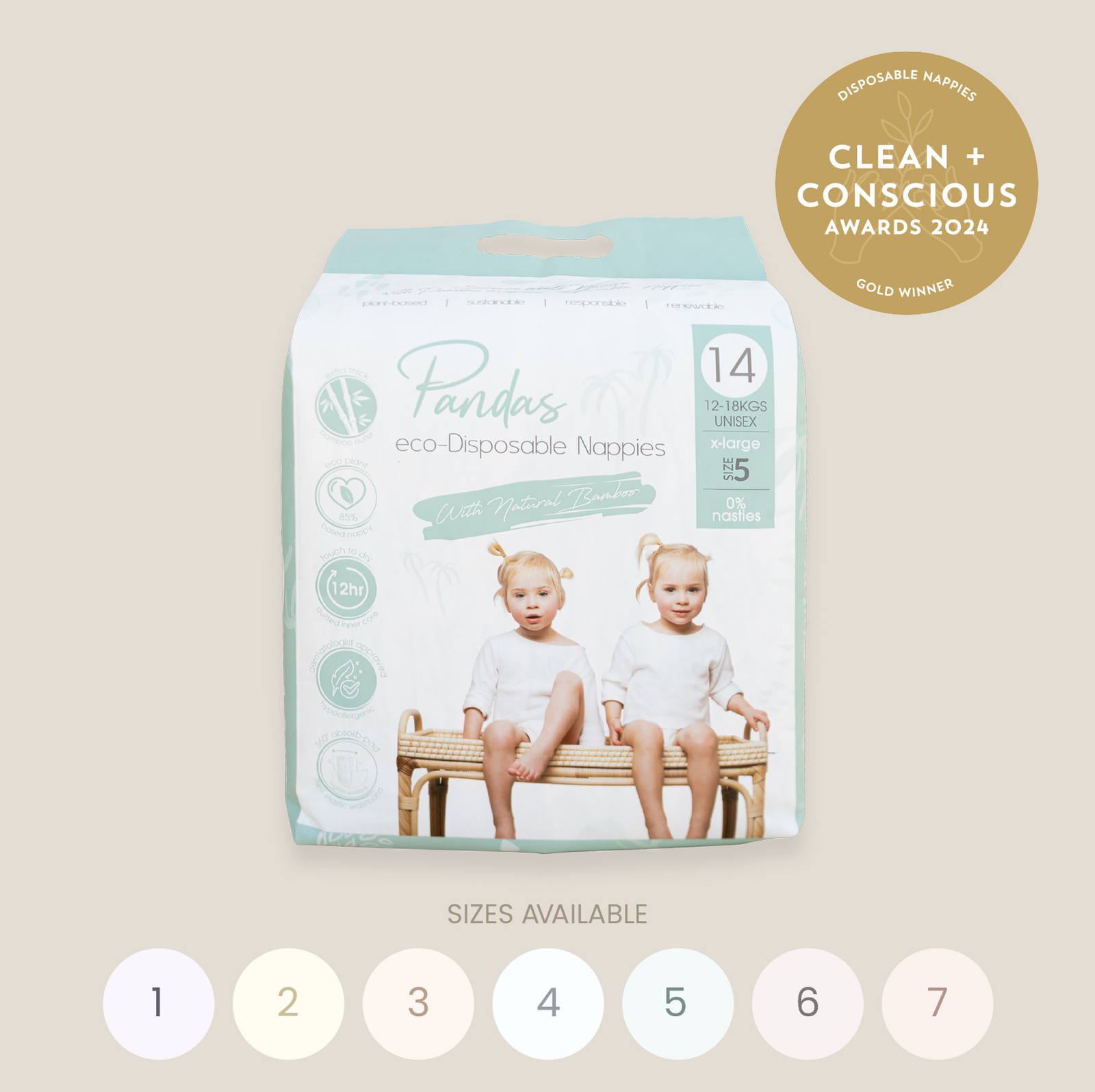 Pandas by Luvme Bamboo Nappies | SINGLE PACK