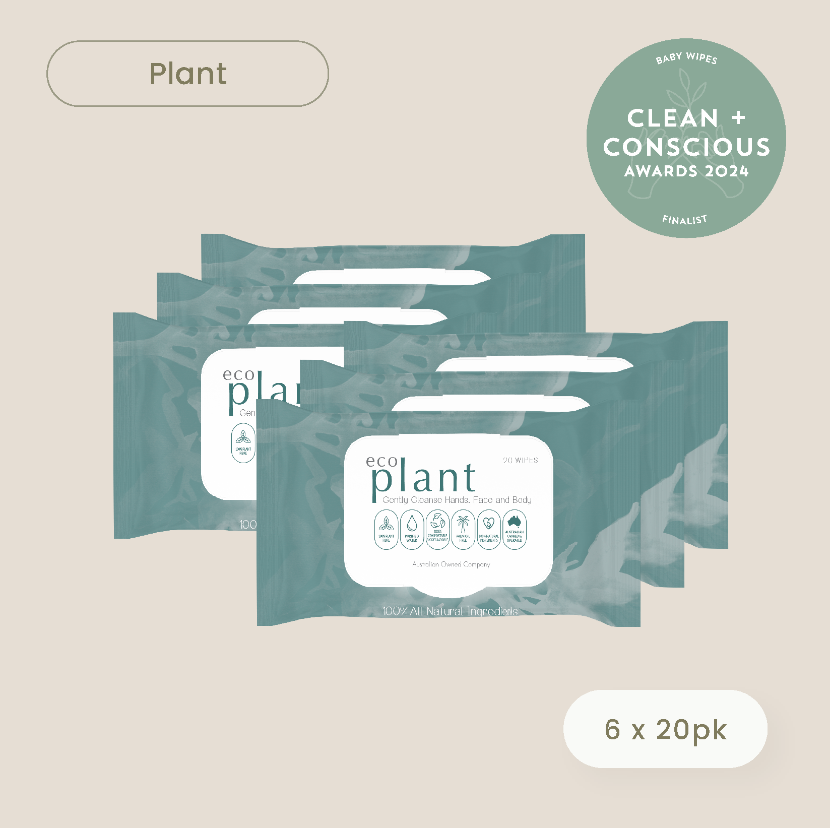 Haléco 20pk Plant Wipes | 6 PACKS