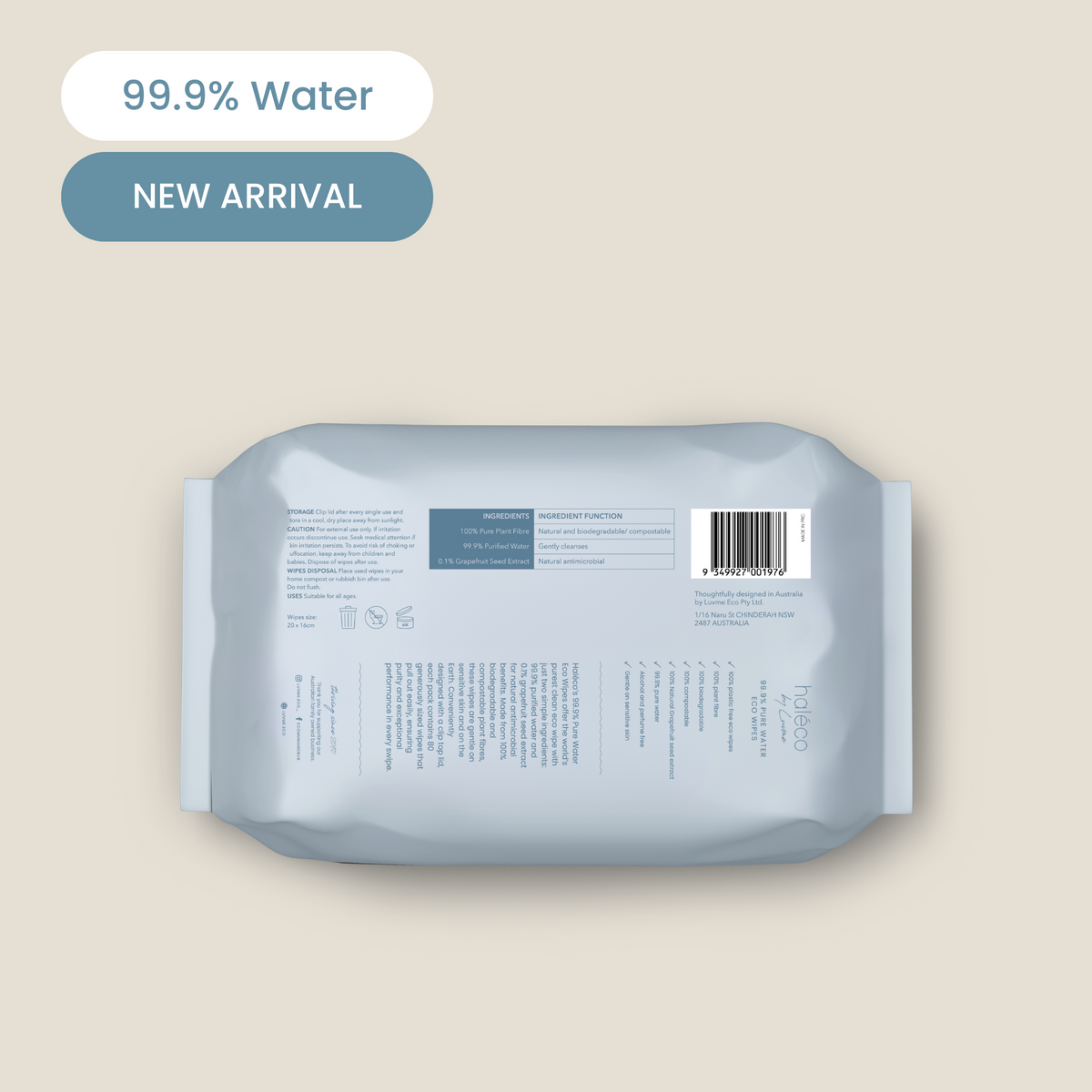 Haléco by Luvme 80pk Water Wipes | 12 PACK