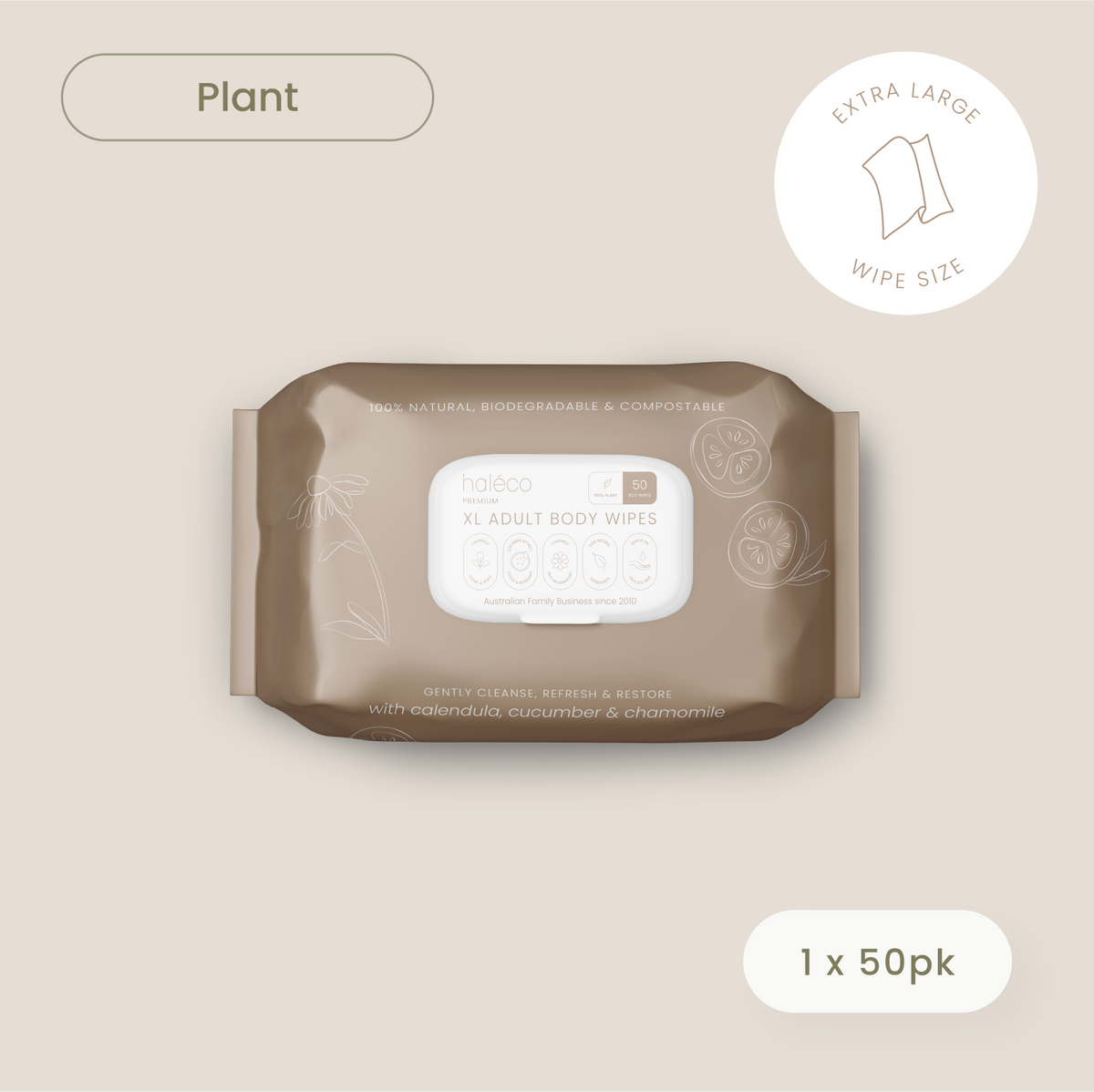 Haléco by Luvme 50pk XLarge Baby Wipes | 1 PACK