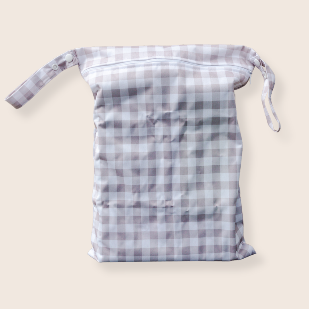 3pk Pandas Reusable Wet Bag BEIGE CHECK